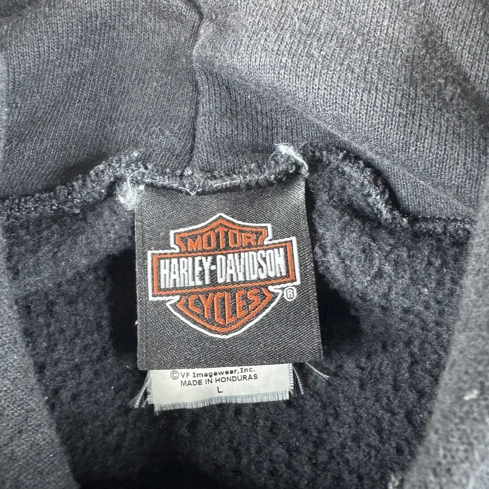 Harley Davidson Hoodie Men L Black Pullover Sweatshirt Eagle Biker Motorcycle WV